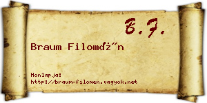Braum Filomén névjegykártya